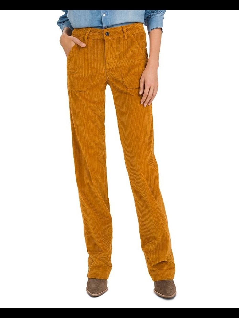 ba&sh Volda Wide-Leg Corduroy Pants In Safran, Mustard yellow L
